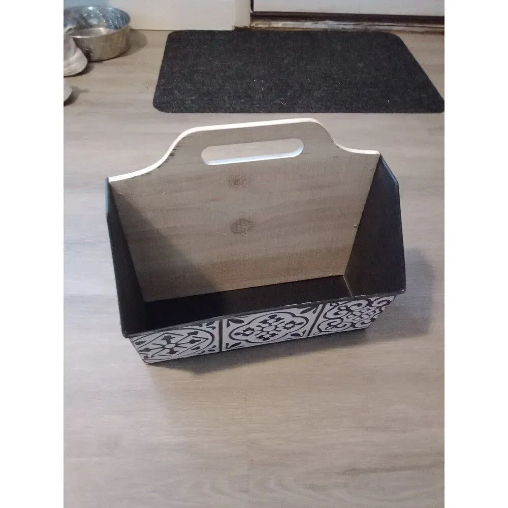 Large Metal Tin Tile Wood Organizer Hanging Standing Box